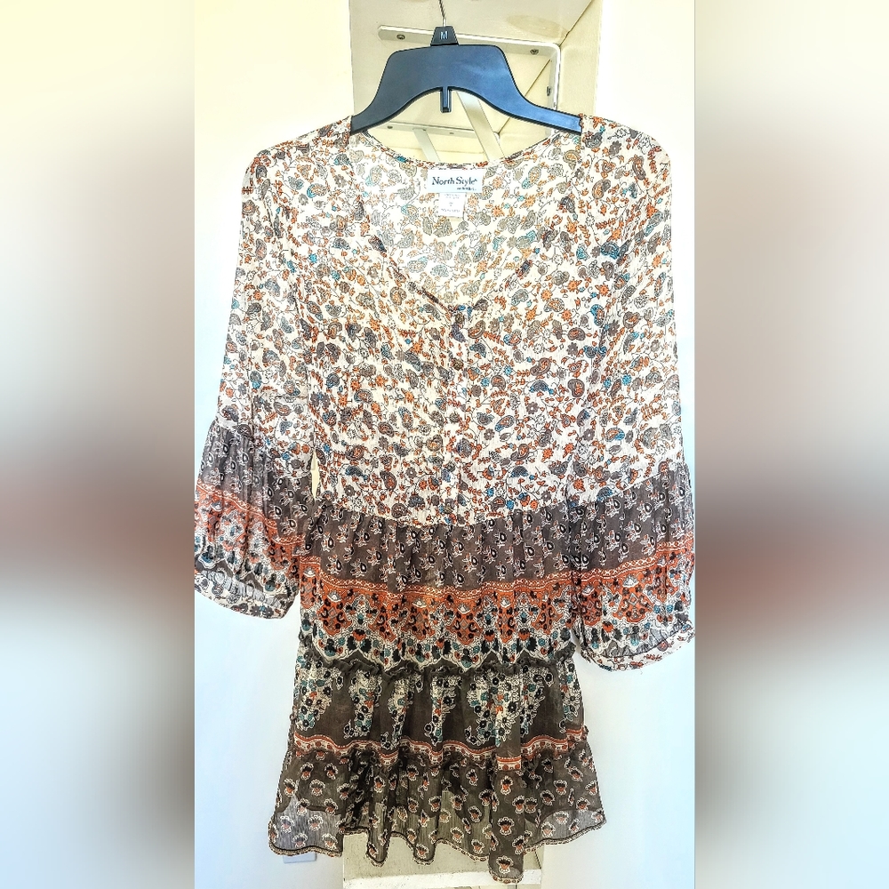 Ladie's Bohemian 3/4 sleeve blouse